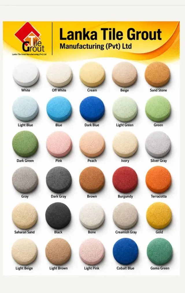 Lanka Tile Grout colour range chart