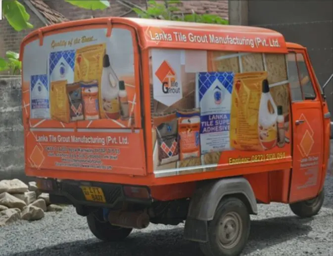 Lanka Tile Grout three-wheeler delivery vehicle